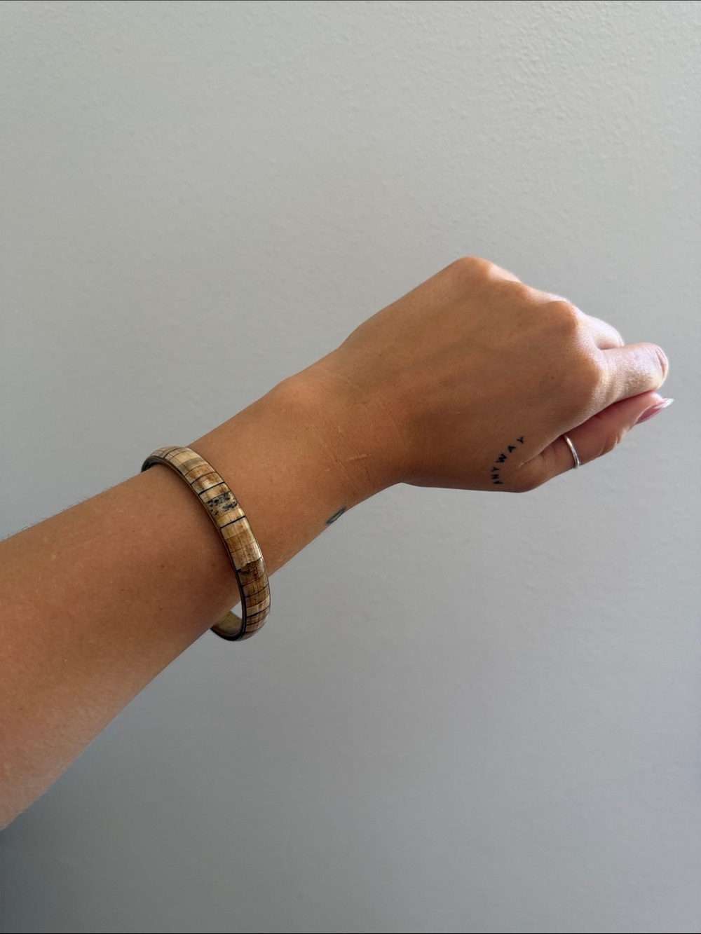 Vintage Bone + Brass Bangle Bracelet